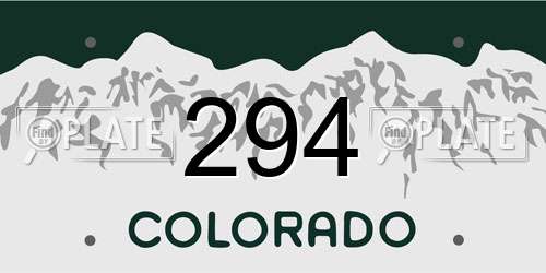 294 Colorado License Plate
