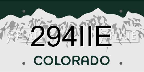 294IIE Colorado License Plate