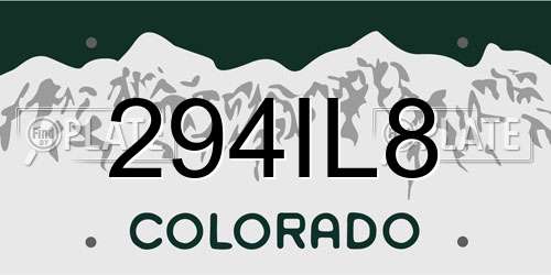 294IL8 Colorado License Plate