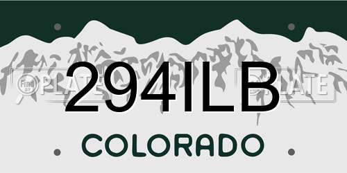 294ILB Colorado License Plate
