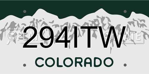 294ITW Colorado License Plate
