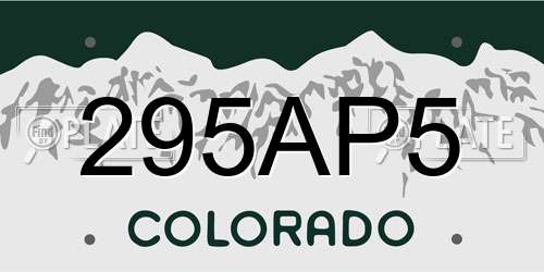 295AP5 Colorado License Plate