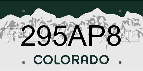 295AP8 Colorado License Plate