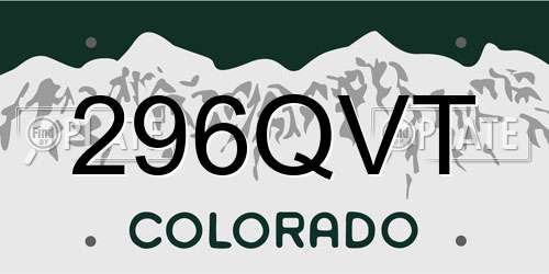 296QVT Colorado License Plate