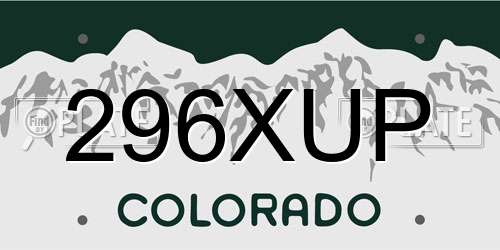 296XUP Colorado License Plate