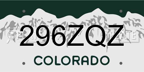 296ZQZ Colorado License Plate