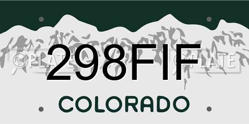 298FIF Colorado License Plate