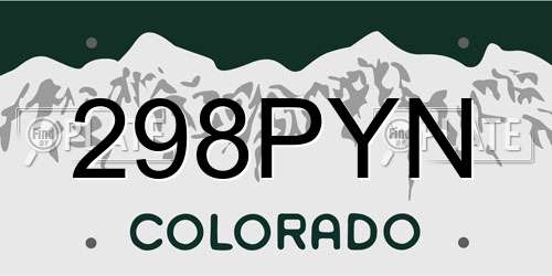 298PYN Colorado License Plate