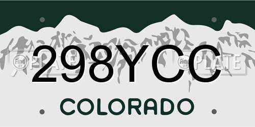 298YCC Colorado License Plate