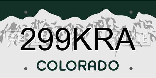 299KRA Colorado License Plate