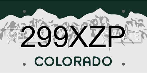 299XZP Colorado License Plate