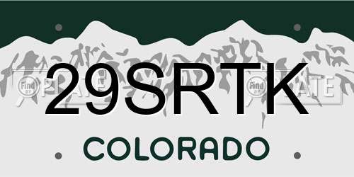 29SRTK Colorado License Plate