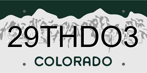 29THDO3 Colorado License Plate