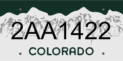 2AA1422 Colorado License Plate