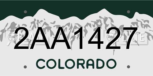 2AA1427 Colorado License Plate