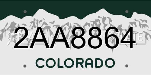 2AA8864 Colorado License Plate