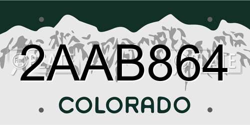 2AAB864 Colorado License Plate