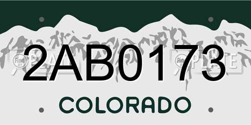 2AB0173 Colorado License Plate