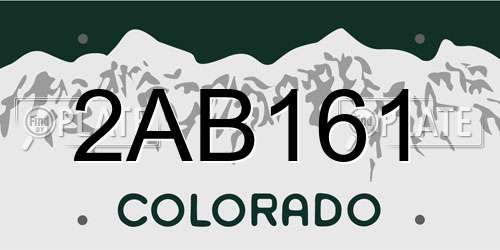 2AB161 Colorado License Plate