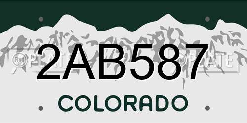 2AB587 Colorado License Plate