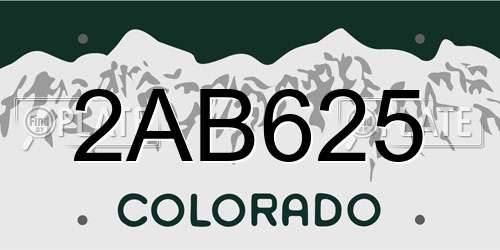 2AB625 Colorado License Plate
