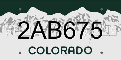 2AB675 Colorado License Plate