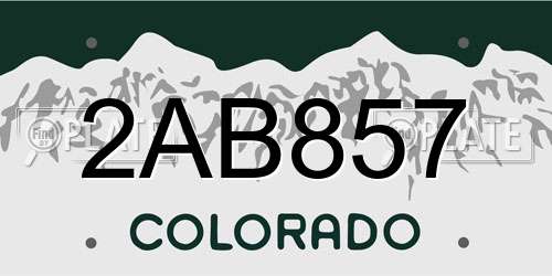 2AB857 Colorado License Plate