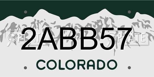 2ABB57 Colorado License Plate