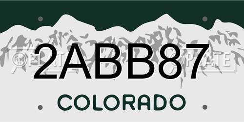 2ABB87 Colorado License Plate
