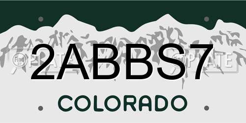 2ABBS7 Colorado License Plate