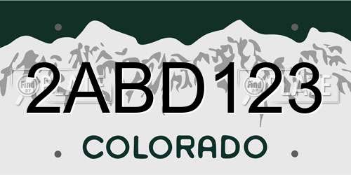 2ABD123 Colorado License Plate