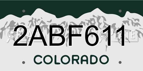 2ABF611 Colorado License Plate