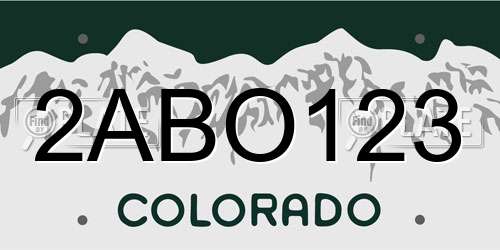 2ABO123 Colorado License Plate