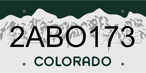 2ABO173 Colorado License Plate