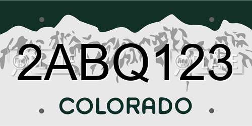 2ABQ123 Colorado License Plate