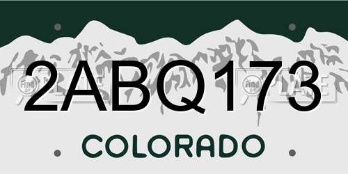 2ABQ173 Colorado License Plate