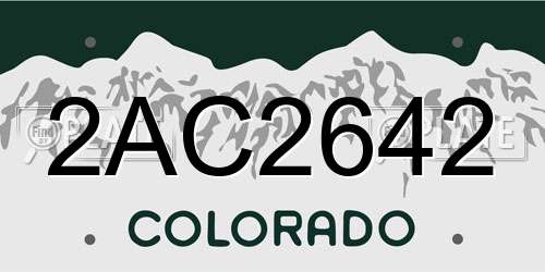2AC2642 Colorado License Plate