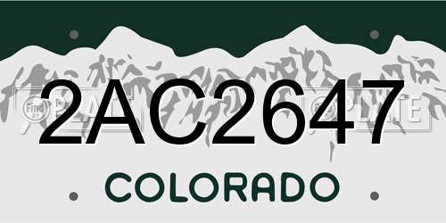 2AC2647 Colorado License Plate