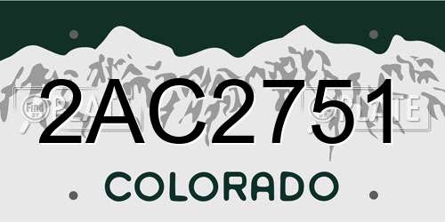 2AC2751 Colorado License Plate