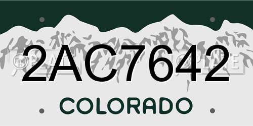 2AC7642 Colorado License Plate