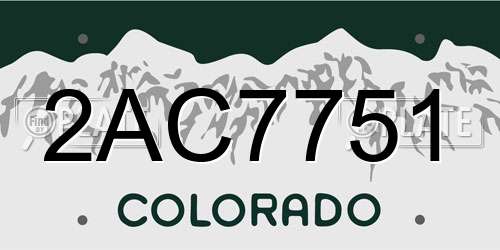 2AC7751 Colorado License Plate