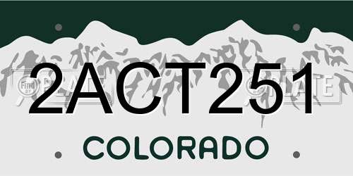 2ACT251 Colorado License Plate