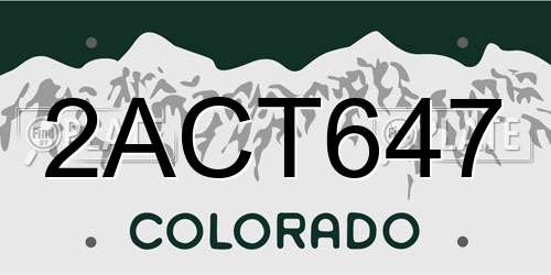 2ACT647 Colorado License Plate