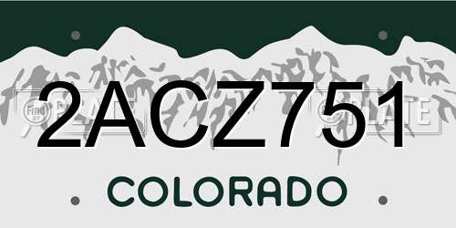 2ACZ751 Colorado License Plate