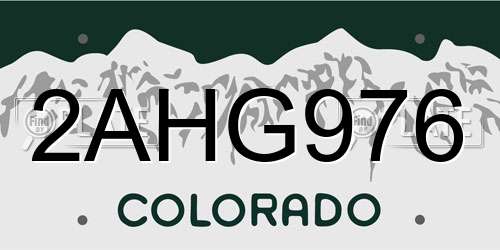 2AHG976 Colorado License Plate
