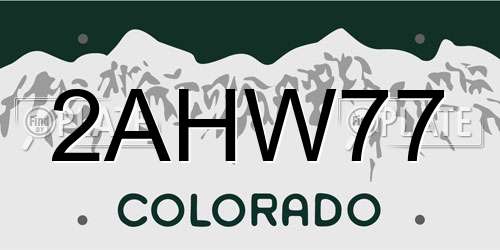 2AHW77 Colorado License Plate