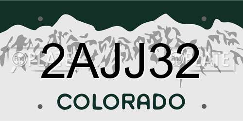 2AJJ32 Colorado License Plate