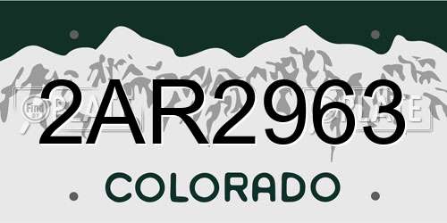 2AR2963 Colorado License Plate
