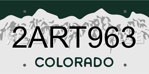 2ART963 Colorado License Plate