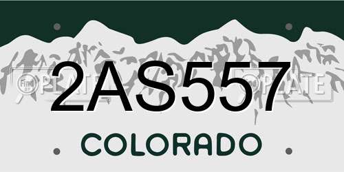 2AS557 Colorado License Plate
